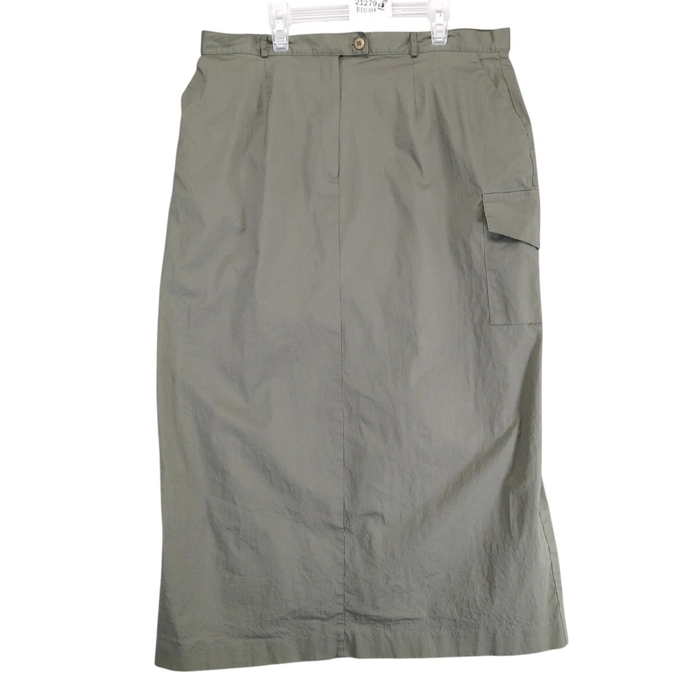 Vtg Components Cargo Midi Skirt Size 18 Olive Green Cotton Stretch Y2K Gorpcore